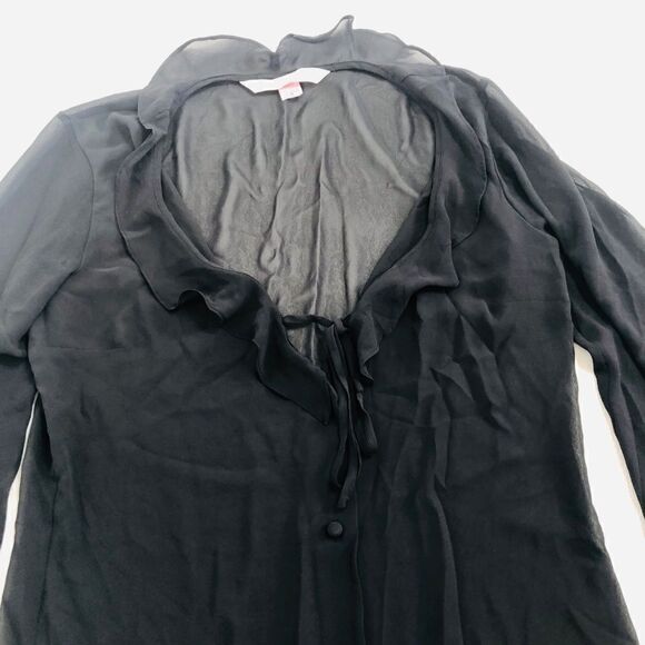 🌹VICTORIAS SECRET Womens Top M Bouse Black Sheer - Picture 2 of 7
